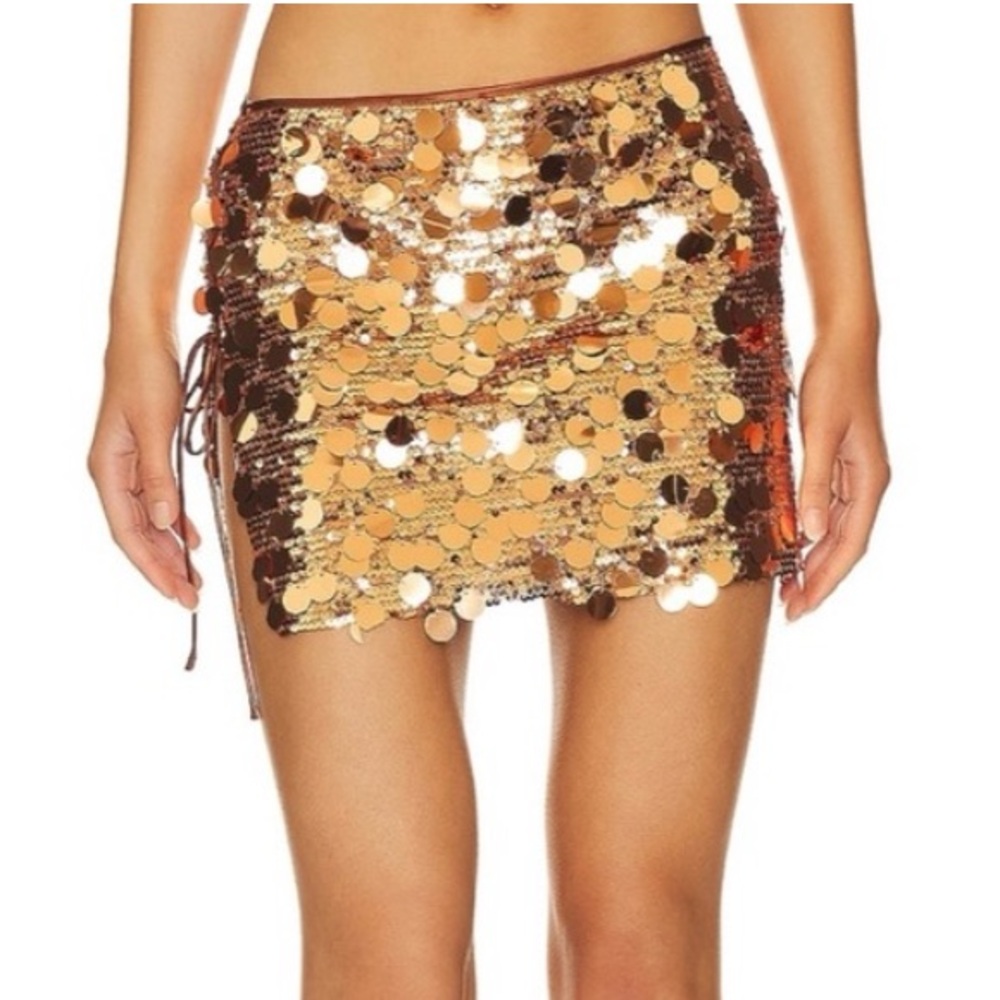 Lioness Night Rider Bronze/Gold Sequin Mini Skirt